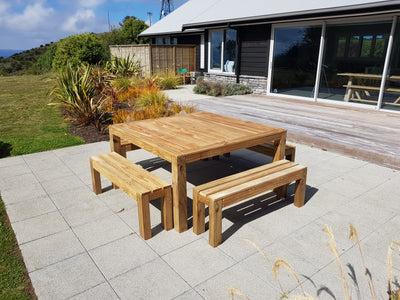 SQUARE TABLE WITH 4 BENCHES