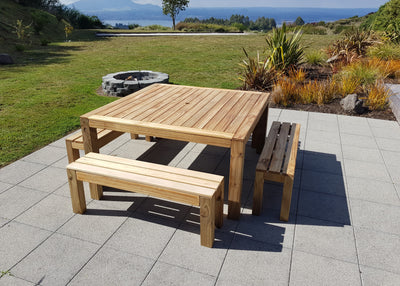 SQUARE TABLE WITH 4 BENCHES