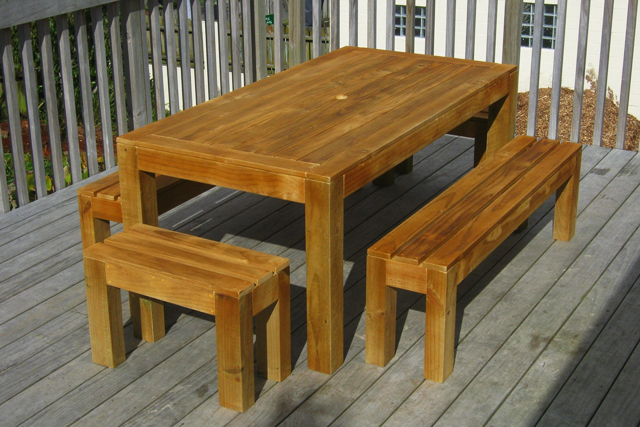 OUTDOOR TABLE WITH 4 BENCHES