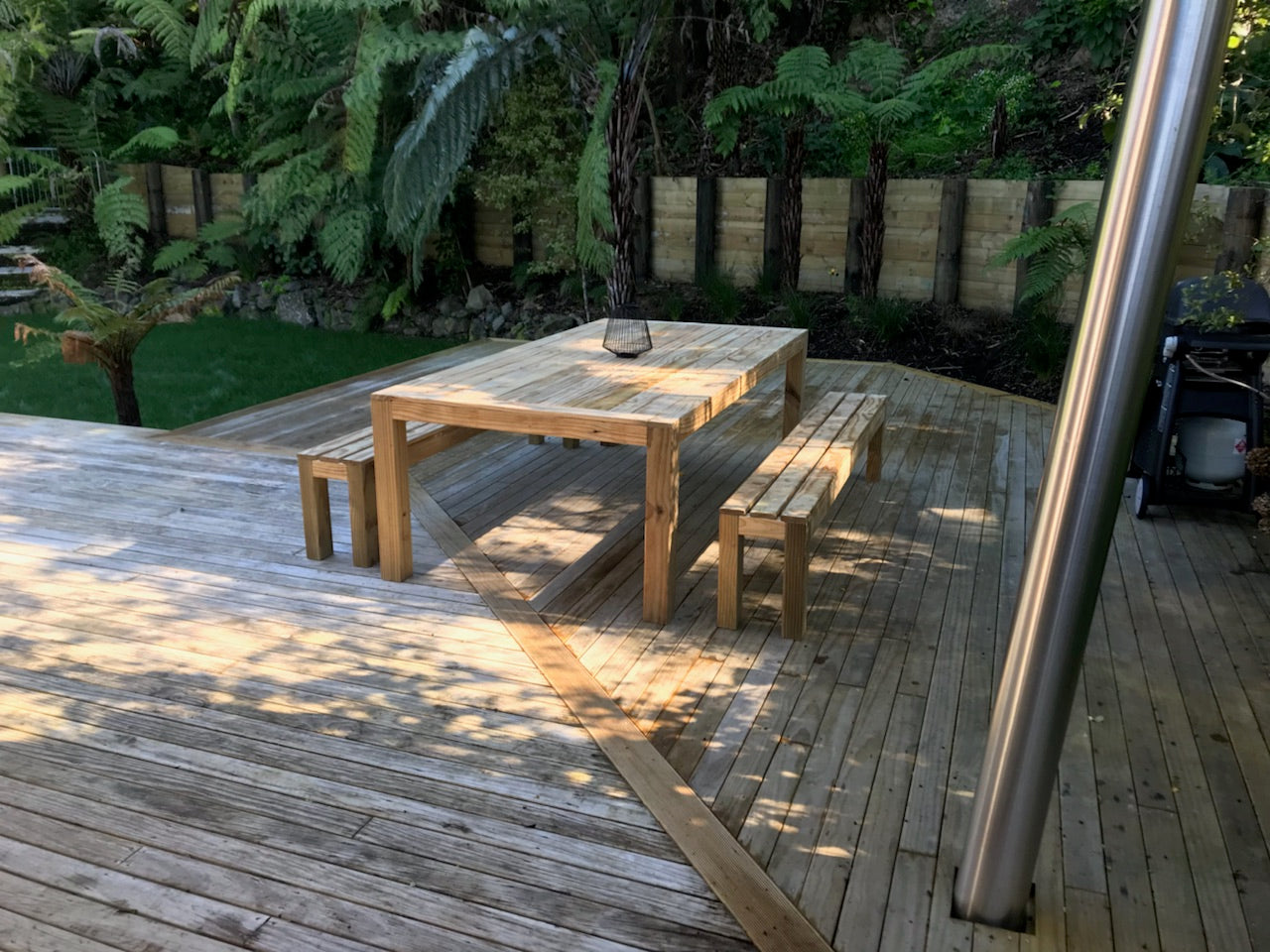 OUTDOOR TABLE AND BENCHES